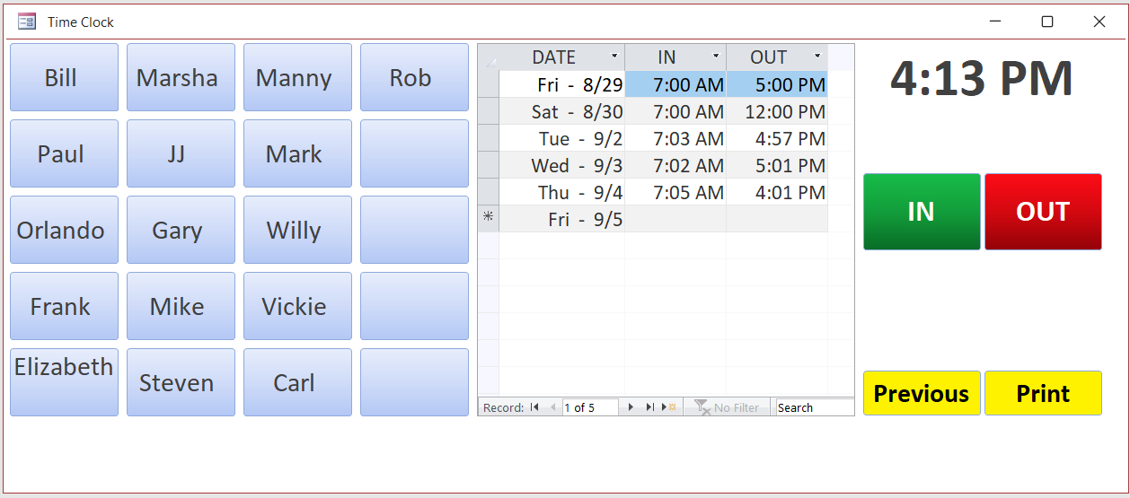 Time Clock (sample)