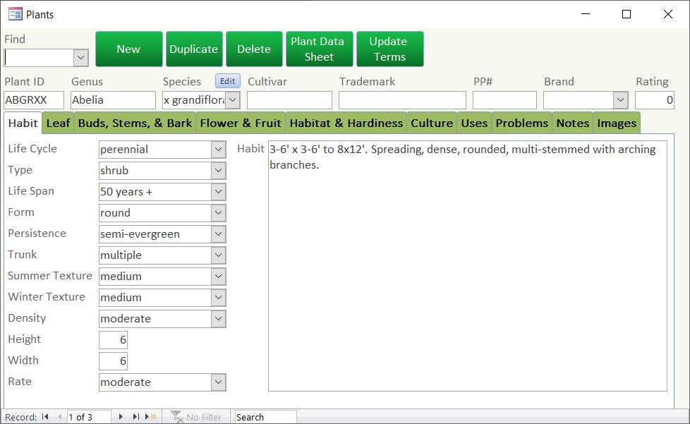 Plants Database