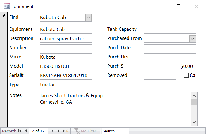 Nursery Database for the Manual (sample)