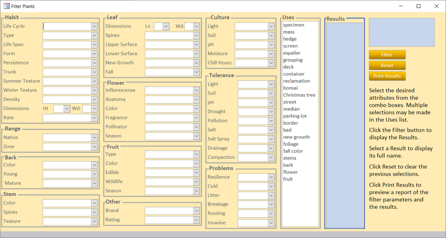 Plants Database (sample)