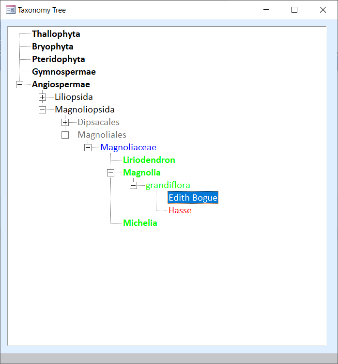 Plants Database - TreeView