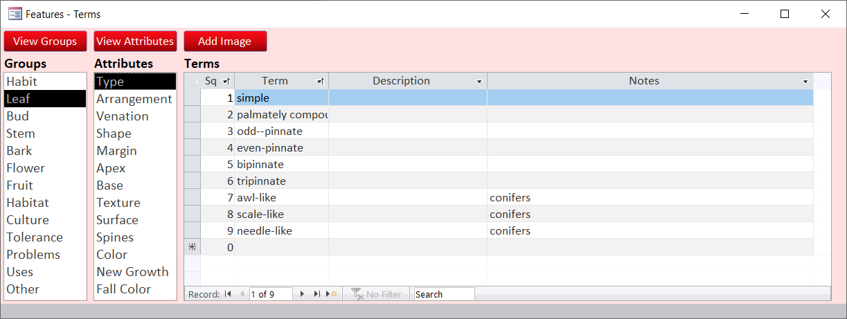 Plants Database (sample)